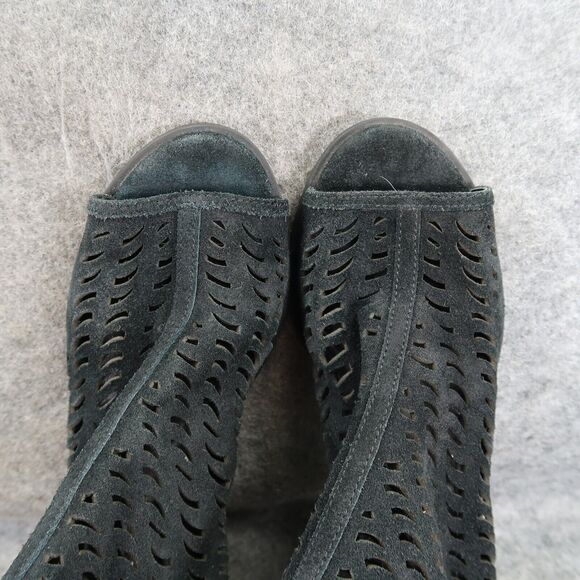 Via Spiga Shoes Womens 9 Sandal Bootie Wedge Ankle Strap Leather Open Toe Black - Picture 9 of 14